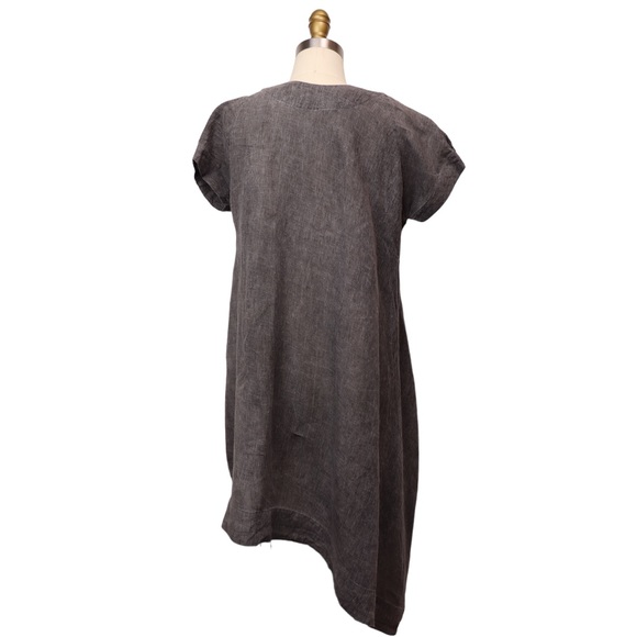 Forme D'expression Italian Made Linen Short Sleeve Tunic Top - Picture 2 of 14